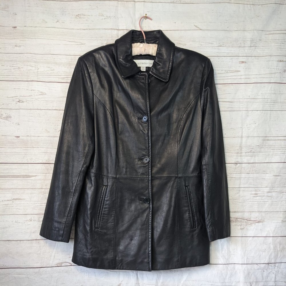 Leather Liz Claiborne Black Jacket Med